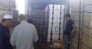 معبر نصيب: خروج 310 شاحنات سورية تحمل أكثر من 6 آلاف طن من الخضر والفواكه