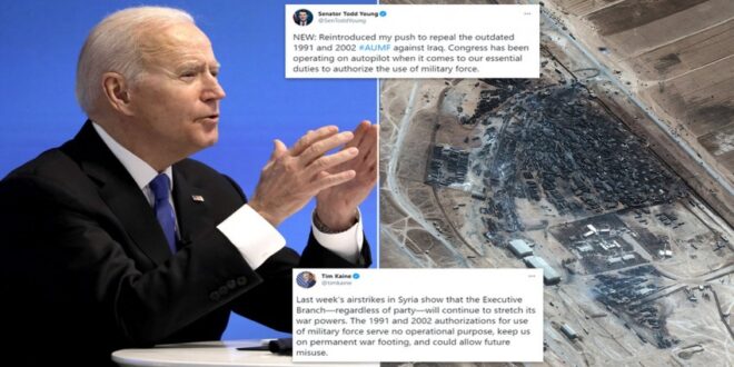 مشروع قانون في مجلس الشيوخ الأمريكي لإلغاء الصلاحيات "الحربية" لبايدن بعد الهجوم على مواقع في سورية