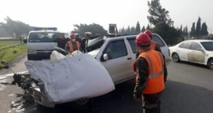 إصابة 3 مواطنين بـ حادث سير مروع على اوتستراد حمص _ طرطوس
