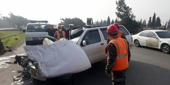 إصابة 3 مواطنين بـ حادث سير مروع على اوتستراد حمص _ طرطوس