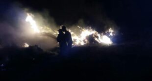 إخماد حريق كبير بمحاصيل قمح و شعير فجر اليوم بريف حمص