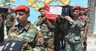 تشييع ٧ عسكريين سوريين بينهم عقيد استشهدوا في العدوان الاسرائيلي أمس