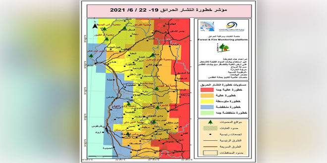 منصة الغابات ومراقبة الحرائق تبين مؤشرات الخطورة