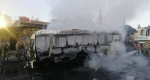 انفجار في حافلة عسكرية عند مدخل مساكن الحرس بدمشق يوقع شهداء وجرحى