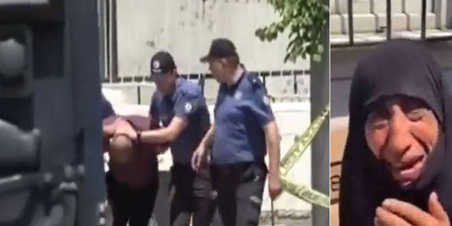 لحظة القبض على التركي الذي رفس عجوزا سورية (فيديو)
