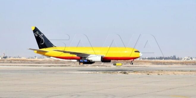 لأول مرة ..طائرة أوروبية صفراء تحط في مطار دمشق الدولي